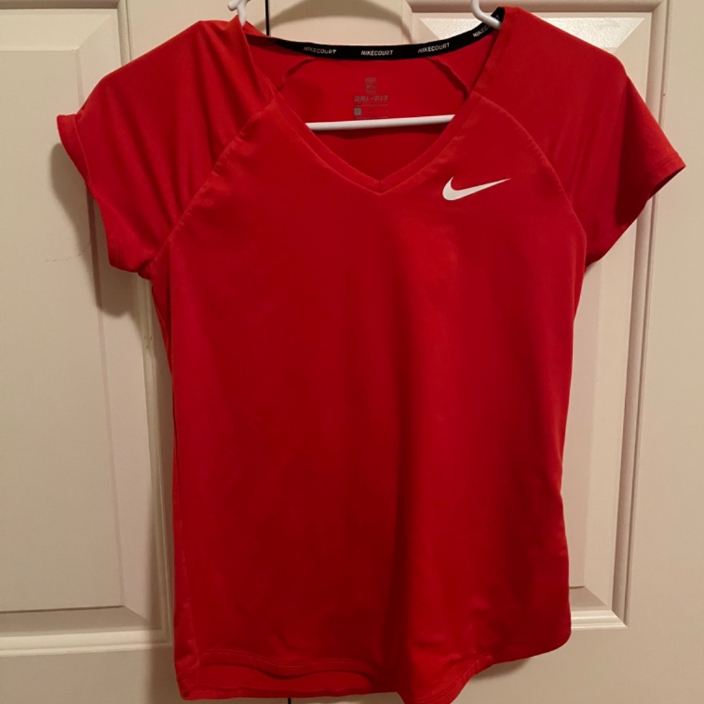 Nike girls’ pure tennis short sleeve (habenaro red)